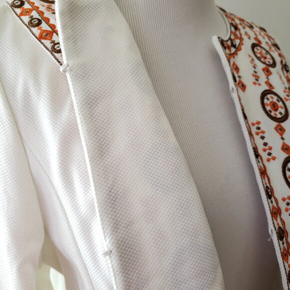 Victor Costa Occasion Embroidered Jacket White Orange Sequins Women Small - Picture 8 of 11